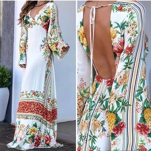 NWOT FarmRio Cheirinho de Abacaxi Maxi Dress